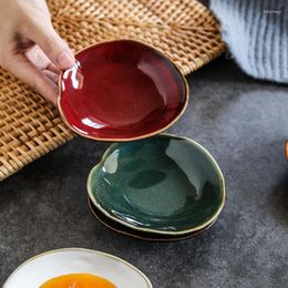 Platos plato pequeño japonés, horno de cerámica esmaltado Irregular, platos para condimentar salsa, vinagre, platillo, vajilla de cocina para Sushi