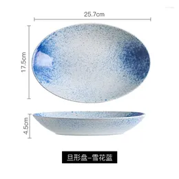 Assiettes Style japonais 10 "bols de service en porcelaine plats pour fête salade plat d'accompagnement pâtes curry riz forme ovale Multi couleurs