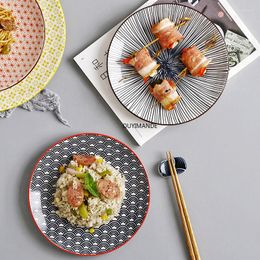 Assiettes Style japonais 8 pouces en céramique sous émaillée assiette à légumes Simple Dessert ménage petit Steak plat conteneur