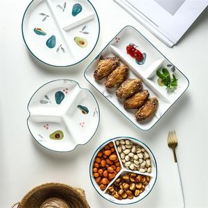 Platos de cerámica de estilo japonés, plato de postre dividido, desayuno de porcelana, vajilla creativa para el hogar, cena, cocina
