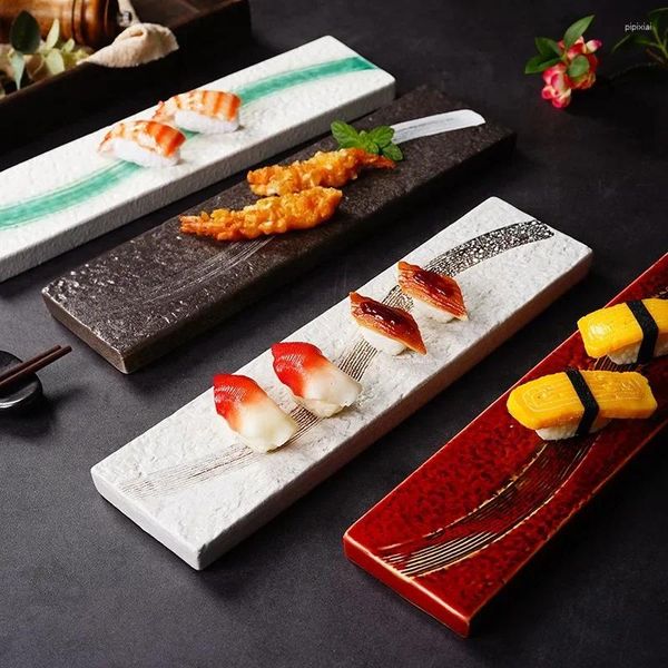 Assiettes de style japonais longs sushi plaque motif de pierre