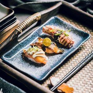 Assiettes Style japonais rectangulaire en céramique Western Steak Dessert Sushi Restaurant Dim Sum assiette à dîner fournitures de cuisine