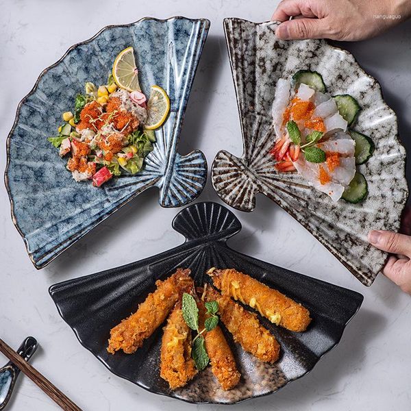 Platos de estilo japonés para Sushi, plato en forma de abanico, vajilla creativa Irregular para el hogar y juego para uso comercial