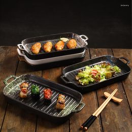 Borden Japanse Sushi Pasta Keramische Oorplaat Huishoudelijke Gerechten Commercieel Servies Creatief Rechthoekig Fruitsalade 1Pc