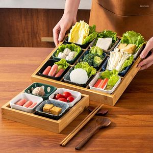 Assiettes Jiugongge Pot avec légumes Bargae Shop Tray Varelle Japonais Plat de collation de légumes à thé divisé à thé divisé