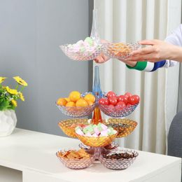 Platos de cocina, plato de fruta de caramelo, bandeja seca apilable de plástico europeo, decoración de postres para mesa de fiesta de boda en casa