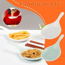 Assiettes coréennes de poche à la main à la mode blanc avec poignée grandes frites plateau plateau plaque assiette à collation frite poulet cuillère fruit c j7p5