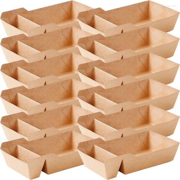 Assiettes en papier Kraft, boîte à collation, conteneur de bonbons de fête, bol à pop-corn, sac jetable, support de conteneurs à emporter