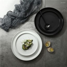 Assiettes Lekoch assiette en céramique noir/blanc vaisselle en porcelaine Snack Dessert vaisselle pour Restaurant à domicile