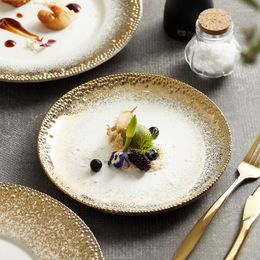 Assiettes Light Luxury Starry Dinner Plate Creative Ceramic Vaisselle Western Large Style Golden Steak Home