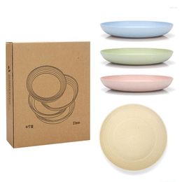 Assiettes légères en paille de blé, 4 pièces, plats et ensembles incassables, sans toxines, sûrs et sains pour enfants et adultes B99