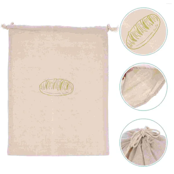 Assiettes Sac à pain en lin GRANDE Burlap DrawString Storage SACHET SAC