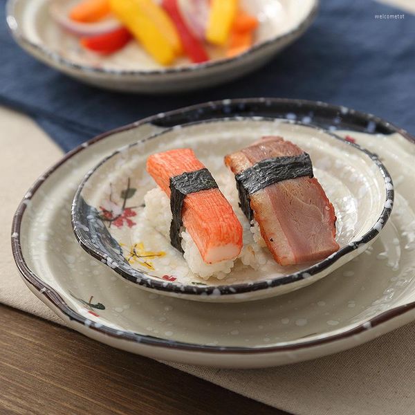 Platos LingAo, juego de vajilla familiar japonesa, plato de cerámica para Sushi, plato creativo, desayuno personalizado para el hogar