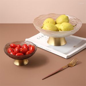 Assiettes salon Table à thé maison Snack assiette métal verre boîte de rangement corbeille de fruits plateaux et plateaux créatifs