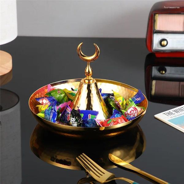 Platos de lujo para frutos secos, plato de Metal de estilo europeo para dulces, bandeja para aperitivos, contenedores de almacenamiento, mesa, decoración del hogar y la cocina