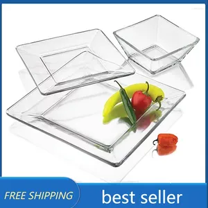 Assiettes piliers de 12 pièces en verre transparent en verre pour la vaisselle à la maison / cuisine / salle à manger / jeu de vaisselle / dîner / assiettes