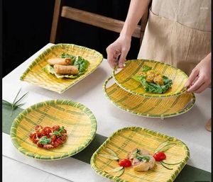 Borden Melamine Plastic Eetbord Creatief Imitatie Bamboe Gekoppeld Schotel Feest Afternoon Tea Dessert Cake Restaurant Servies