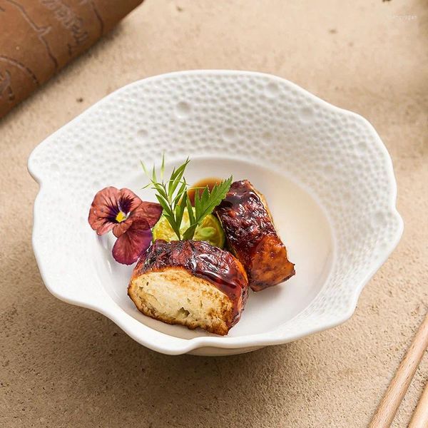 Platos Lluvia De Meteoros Encaje Cerámica Ensalada De Frutas Tazón Hogar Forma Especial El Plato Occidental Restaurante Sopa Pequeña