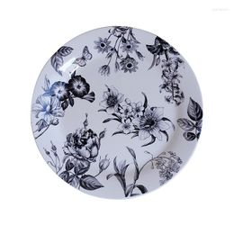 MIDOSHARK Assiette à dîner en céramique fleur peinte à la main de 8 pouces