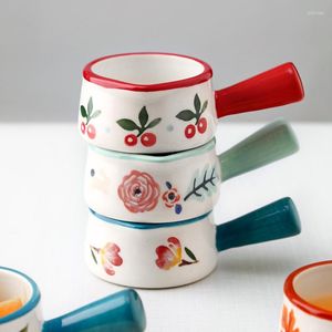 Borden mini keramische schotel koffie melkbeker met handvat Japanse bloemen hand draw saus schuimen kruiken pot keuken snackplaat