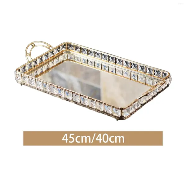 Assiettes Miroir plateau Hollow Hollow Horme Decorative Glass Fer Makeup Organisateur pour comptoir Cosmetics Dresher Bathroom Home Decor