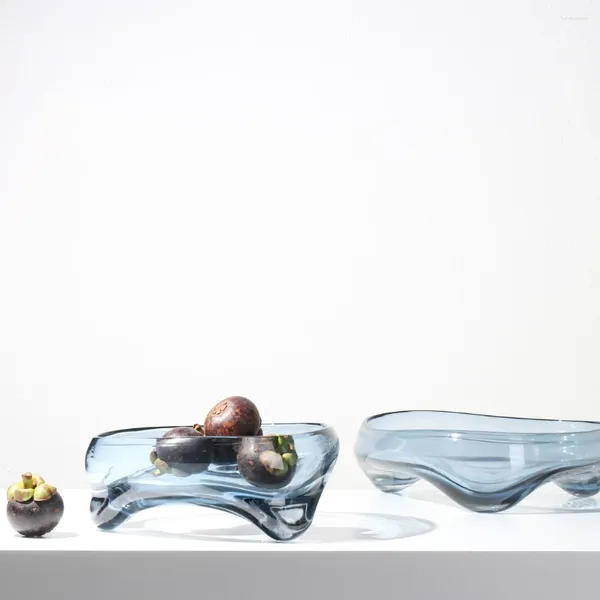 Assiettes Triangle créatif moderne Plateau de fruits en verre transparent salon Soft Decktop Bureau de rangement de rangement accessoires