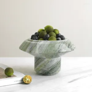 Assiettes de fruits en marbre vert de luxe européen moderne, petit salon, Table basse, ornements d'entrée, bol à bonbons