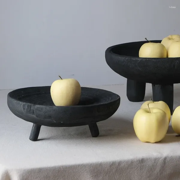 Assiettes de fruits en bois de charbon de bois, Art silencieux moderne, ornement de Table à thé, décoration de Restaurant chez l'habitant, cadre solide