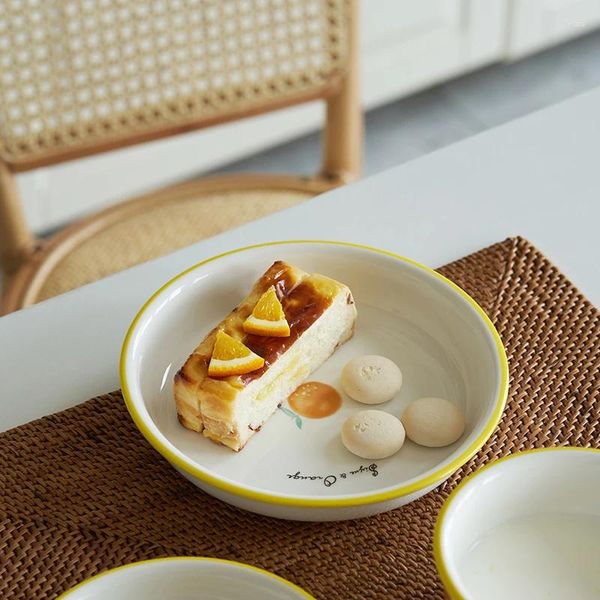 Assiettes à boulettes en céramique nordique, niveau d'apparence élevée, assiette Simple pour la maison, boulettes, vaisselle ronde spéciale approfondie
