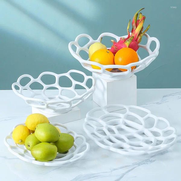 Platos decoración nórdica canasta de frutas de cerámica suministros para la cocina de la cocina del hogar del hogar organizador de herramientas