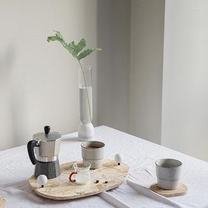 Platos cenadores nórdicos juegos de madera para servir té té tapas de café de té de té organizador plato de comedor para el hogar decoración del comedor para el hogar