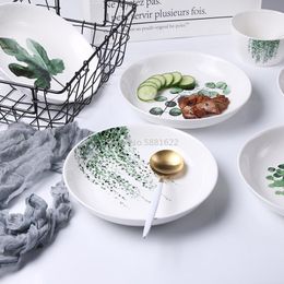 Talerze skandynawski zielony talerz roślinny kreatywny ceramiczny domowy ryżowy owocowy zestaw misek stołowych