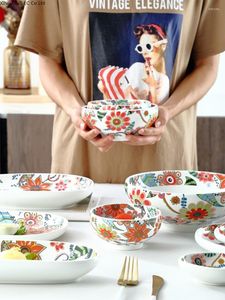 Borden Noordse huishouden Creative Ceramic servies Matte glazuur rijstkom soep Salade Art onregelmatige gerechten keukenbenodigdheden