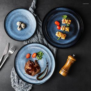 Platen Noordse sterrenhemelblauw keramisch diner westerse biefstuk saladplaat porselein serveerlade elle tafelgerei home decoratief