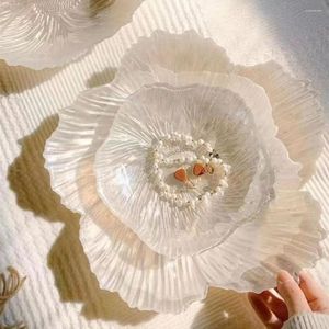 Platen Noordse stijl moderne bloemvorm fruitplaat huishouden kristalglas parelmoer witte simpele snack opslag grote capaciteit