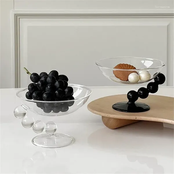 Platos nórdicos, cuenco de vidrio transparente, decoración de mesa de centro para el hogar, fruta, postre, helado, bandeja de almacenamiento de joyas, plato para aperitivos