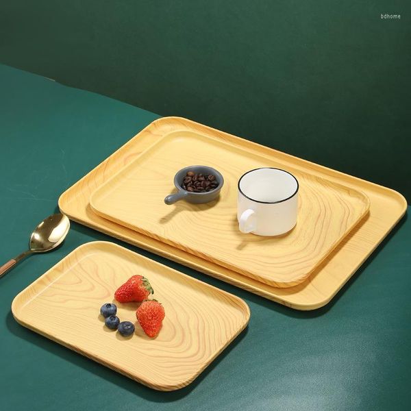 Platos con patrón de roble, bandeja de plástico gruesa para el hogar, tazas de té, aperitivos de Corea, plato para postre de fruta, suministros de cocina
