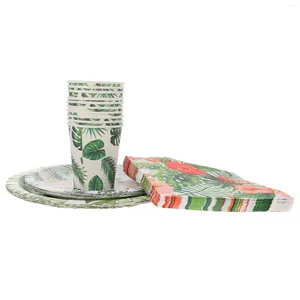 Platos fiesta hawaiana taza de papel Luau Platenapkins suministros desechables tazas postre Tropical vajilla cena decorativa