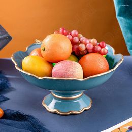 Platen Pauw Keramiek Fruit Handgeschilderde Ambachtelijke Porseleinen Plaat Salontafel Desktop Fruitschaal Woondecoratie Modern