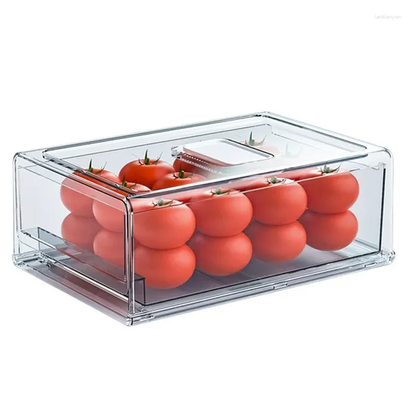 Assiettes en plastique empilables, armoire de garde-manger de cuisine, réfrigérateur congélateur boîte de rangement avec couvercle, Organization pour fruits/