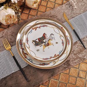 Plates Plate Decorative Tray Bone China Dinnerware Set Utensil Serving Tableware Dessert Salad Dish Home Decor