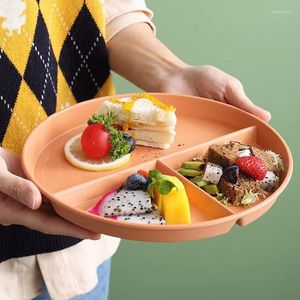 Borden Portie 3 Verdeeld Diner Rond Magnetron Veilig Dieet Schotel Voor Volwassenen Voor Servies Herbruikbare Plaat Keukencompartimenten