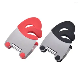 Assiettes Pot Clip acier inoxydable porte-cuillère cuisine brûlure poignée résistance Clips reste (rouge noir)