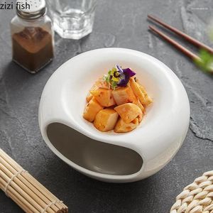 Borden Zuiver wit Rond Ontbrekende hoeken Keramisch bord Restaurant Dessert Sushi Moleculaire keuken Speciaal serviesgoed
