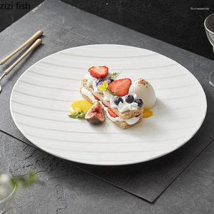 Assiettes Pure Blanc Stripe Steak Céramique Plaque Snack Snack Sushi Restaurant Molecular Cuisine Specialty Table Varelle