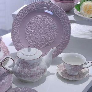 Assiettes Purple Céramique Plaque Européen Dîner moderne Créative Round ins Style Cake Dish Dish