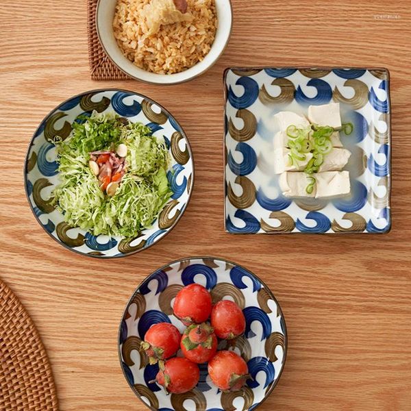 Assiettes de qualité, vaisselle de Style japonais, porcelaine Fine peinte à la main, bols de riz ronds en céramique, plats plats
