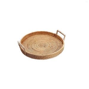 Borden rattan opbergvak fruit ronde mand met handgreep handgeweven rieten brood ontbijt