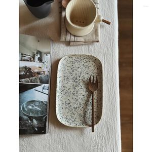 Assiettes rectangulaires en céramique, vaisselle créative à encre plate en porcelaine, petit déjeuner, récipient à pain aux fruits, fournitures de cuisine