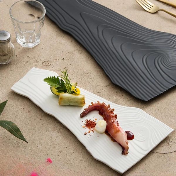 Assiettes plateau rectangulaire en macéramique, vaisselle de salle à manger Shulun modélisation Caipan assiette à Dessert plate El pendule spécial